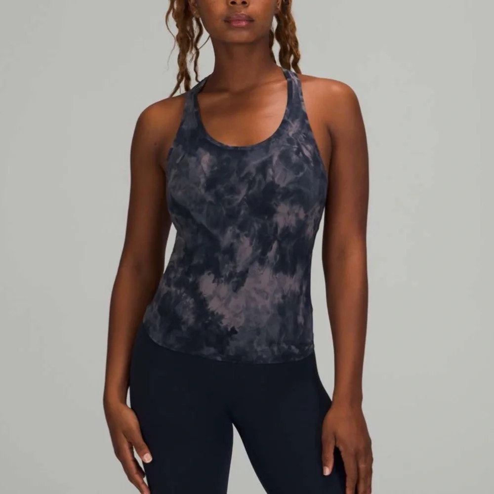 Lululemon‎ Cool Racerback Short Tank Top Nulu Diamond Dye Lunar Rock True Navy 4